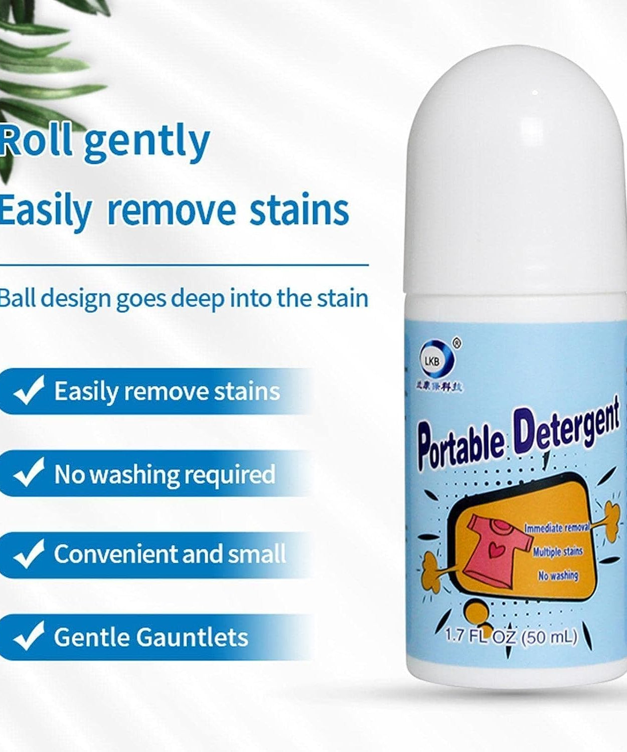 Clothes Stain Remover Bead Design Emergency Stain Rescue Roller Cleaner for Natural Fabric Removes Oil Almost All Types of Fabrics