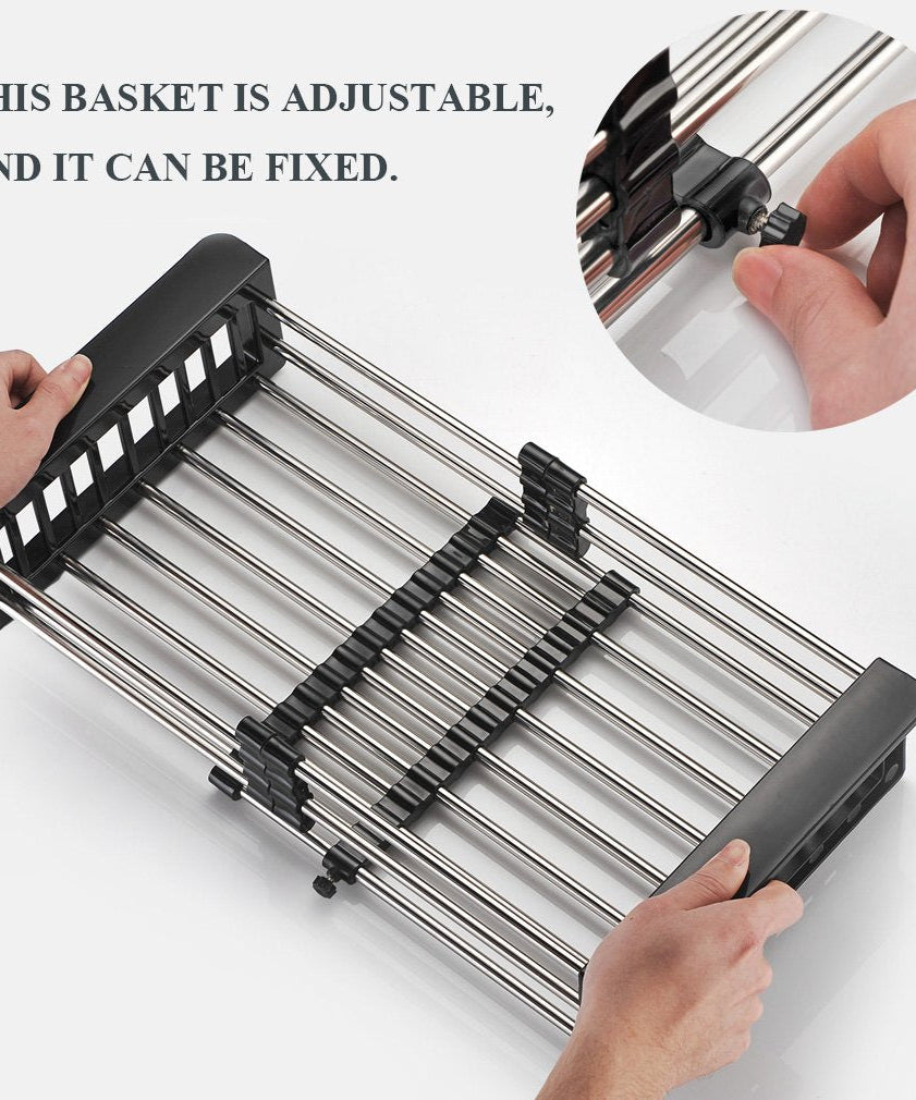 Stainless steel expandable dish drainer