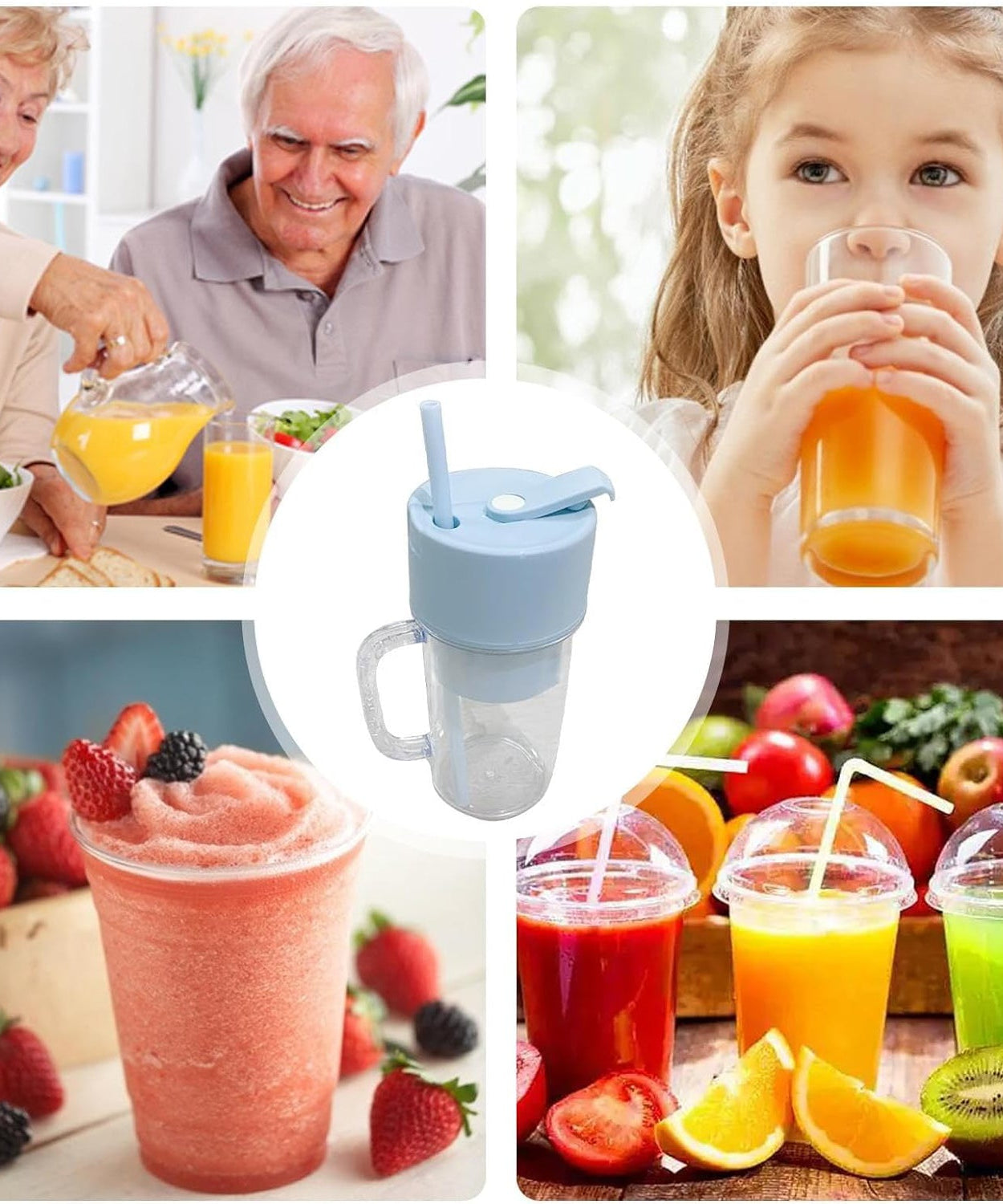 2 In1 Portable Crusher Juicer With Handle & Straw for Smoothie Sipper USB Rechargeable (340 ml) 6 Stainless Steel Blades Compact Juicer Mixer, Juicer Portable Fresh Juice Blender Portable Electric Juicer ( 340 ML )