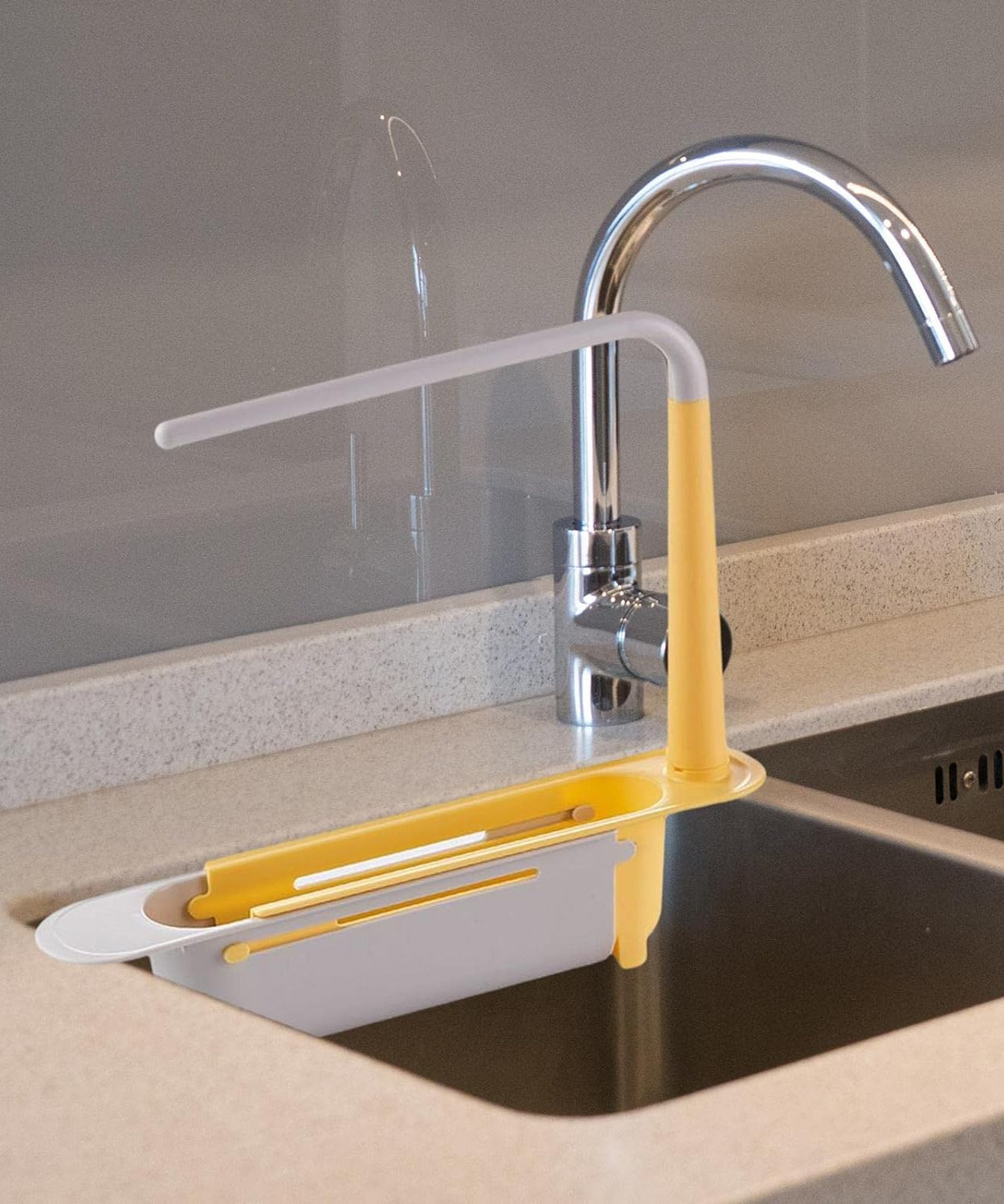 Telescopic Sink Storage Rack Material Kitchen Rag Rack Dishwashing Organizer Shelf Drain Basket Pp Under Sink Organizers ( Mic Color 1 Pc)