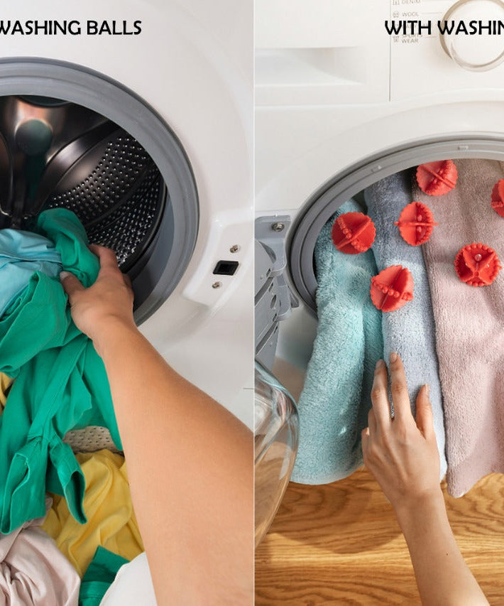 Set of washing balls for laundry without detergent.