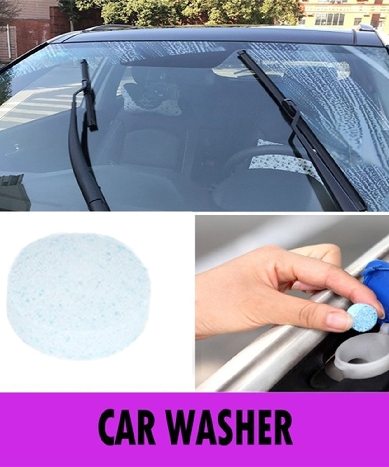 Tablets for cleaning car wipers with effervescent action
