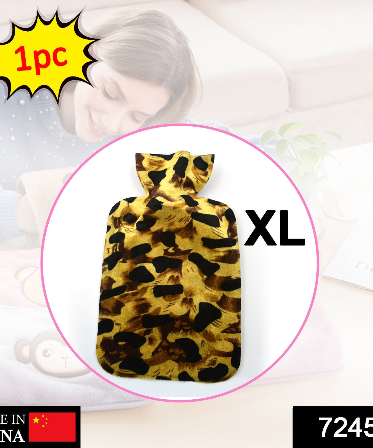 Close-up of the hot water heating pad bag, showing its texture and rubber material for effective pain relief