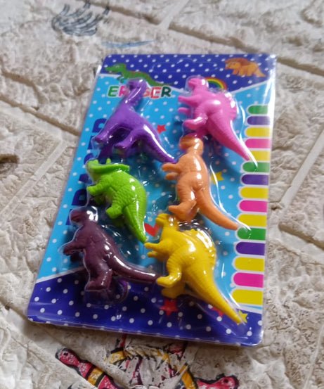 Dinosaur Shaped Erasers for Kids, 3D Puzzle Erasers, Classroom Prizes (6 Pcs Set)