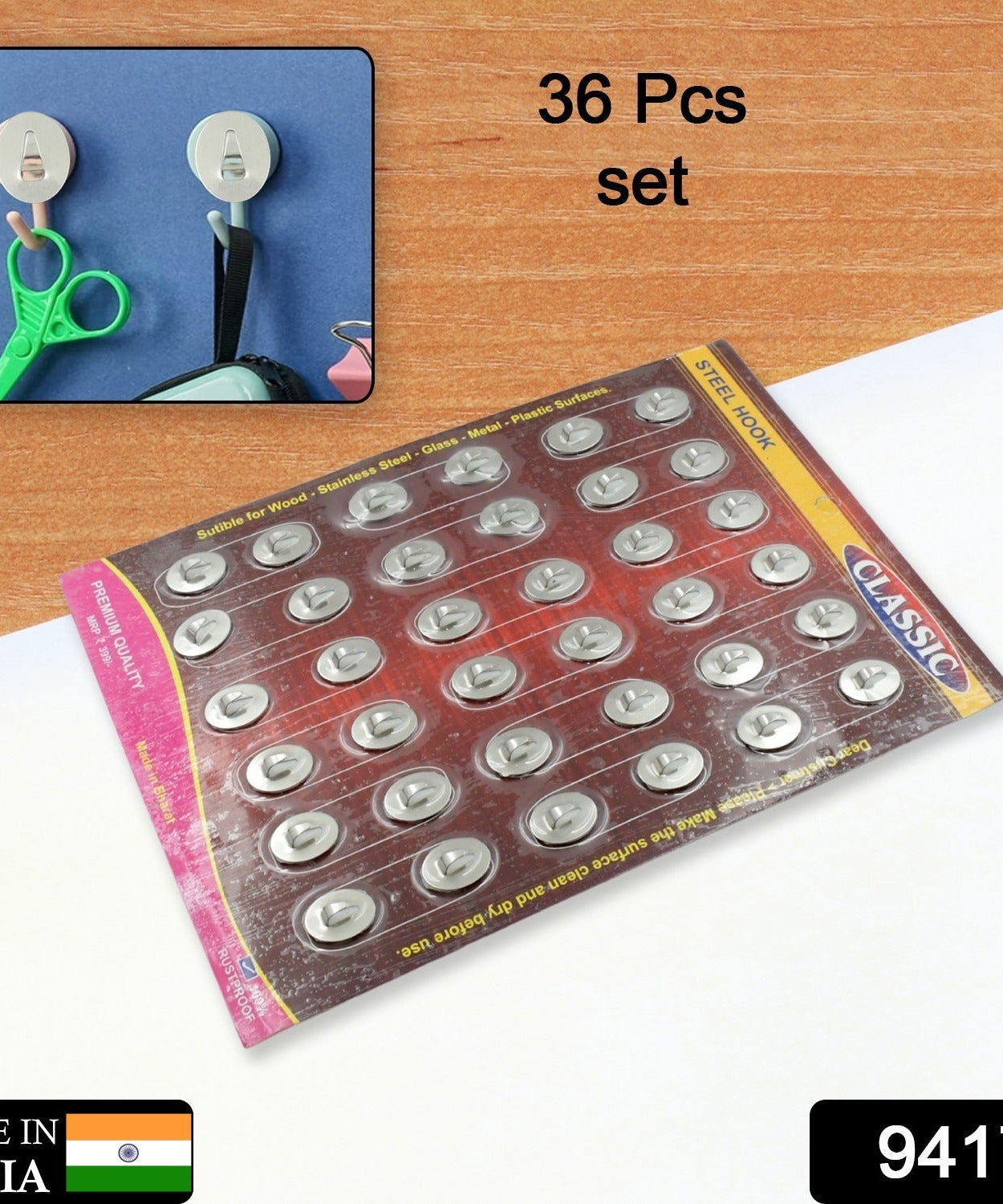 Multipurpose small wall hooks in stainless steel