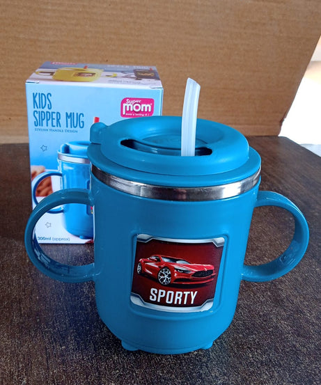 Supermom Kids Sporty Sipper Mug with Straw and Dual Handles Approx 300ml (1 Pc)