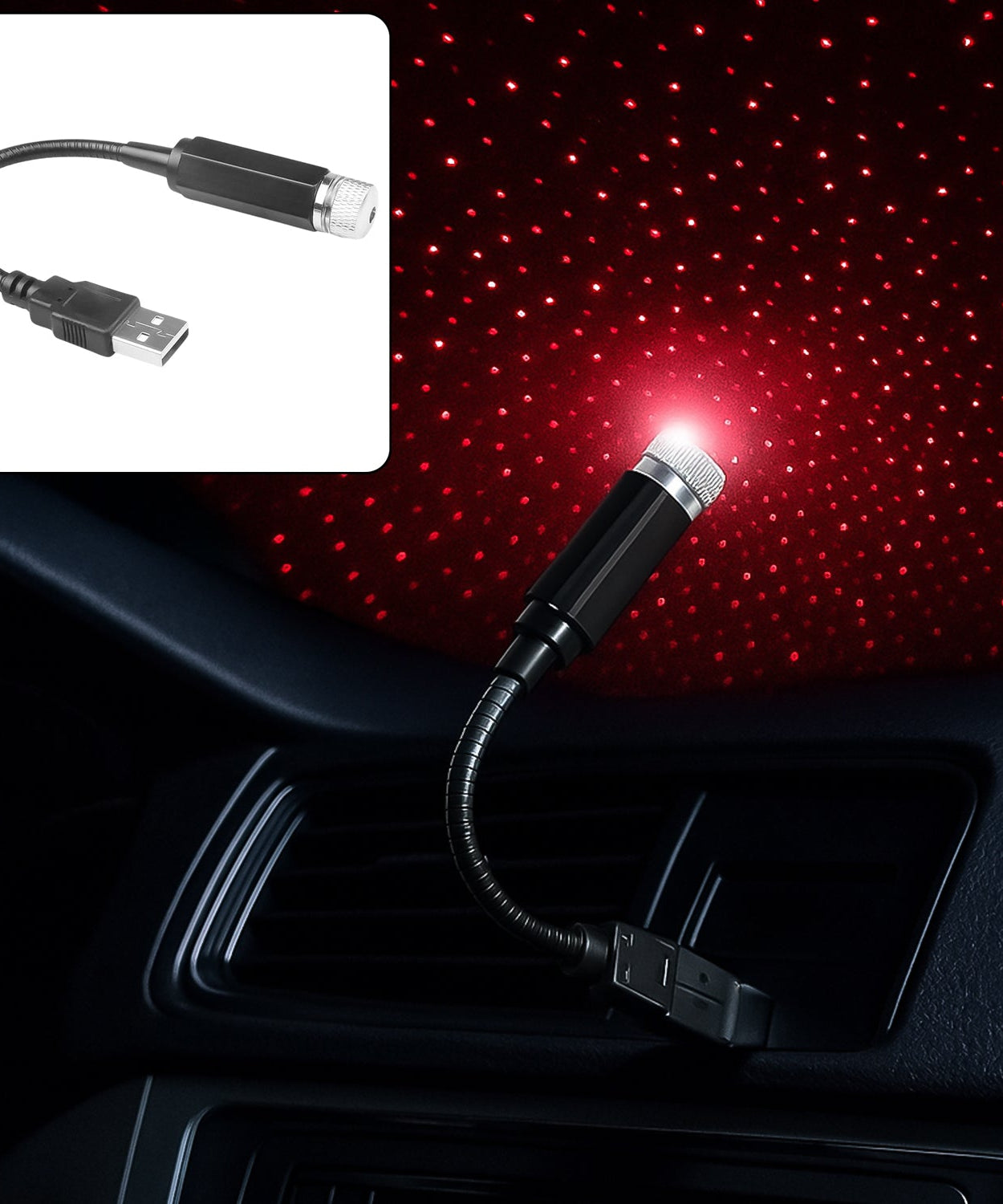 USB Star Projector – Adjustable Night Light for Home & Car