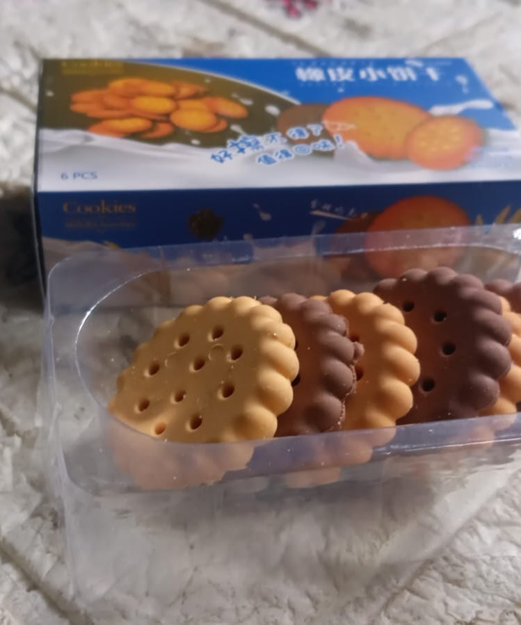 Biscuit-Shaped Erasers | Fun Rubber Stationery for Kids | Creative Birthday Gift Toy (6 Pcs Set)