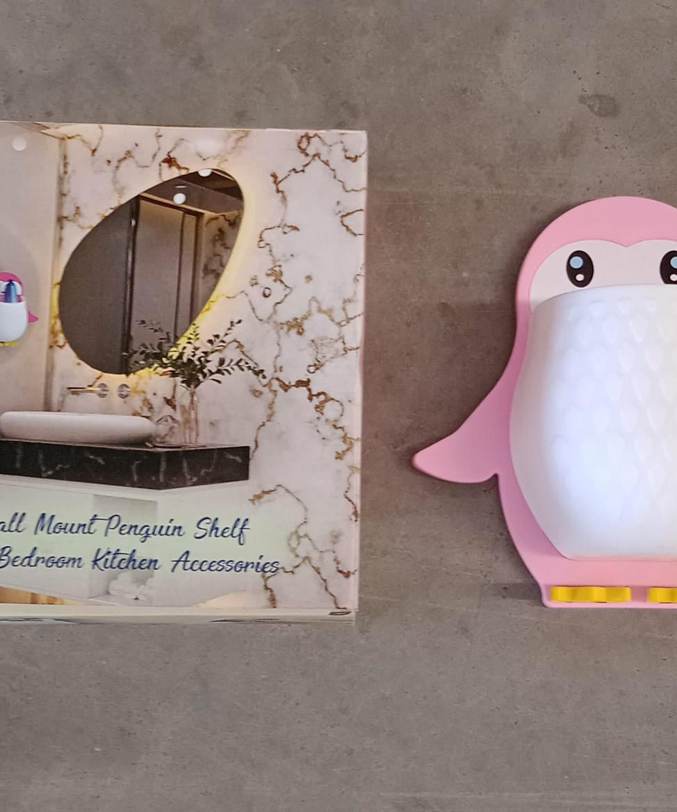 Penguin Storage Box, Adhesive Remote Case, Electric Toothbrushes Holder, Universal Controller Holder, Wall Nightstand, Office Plastic Wall Mount