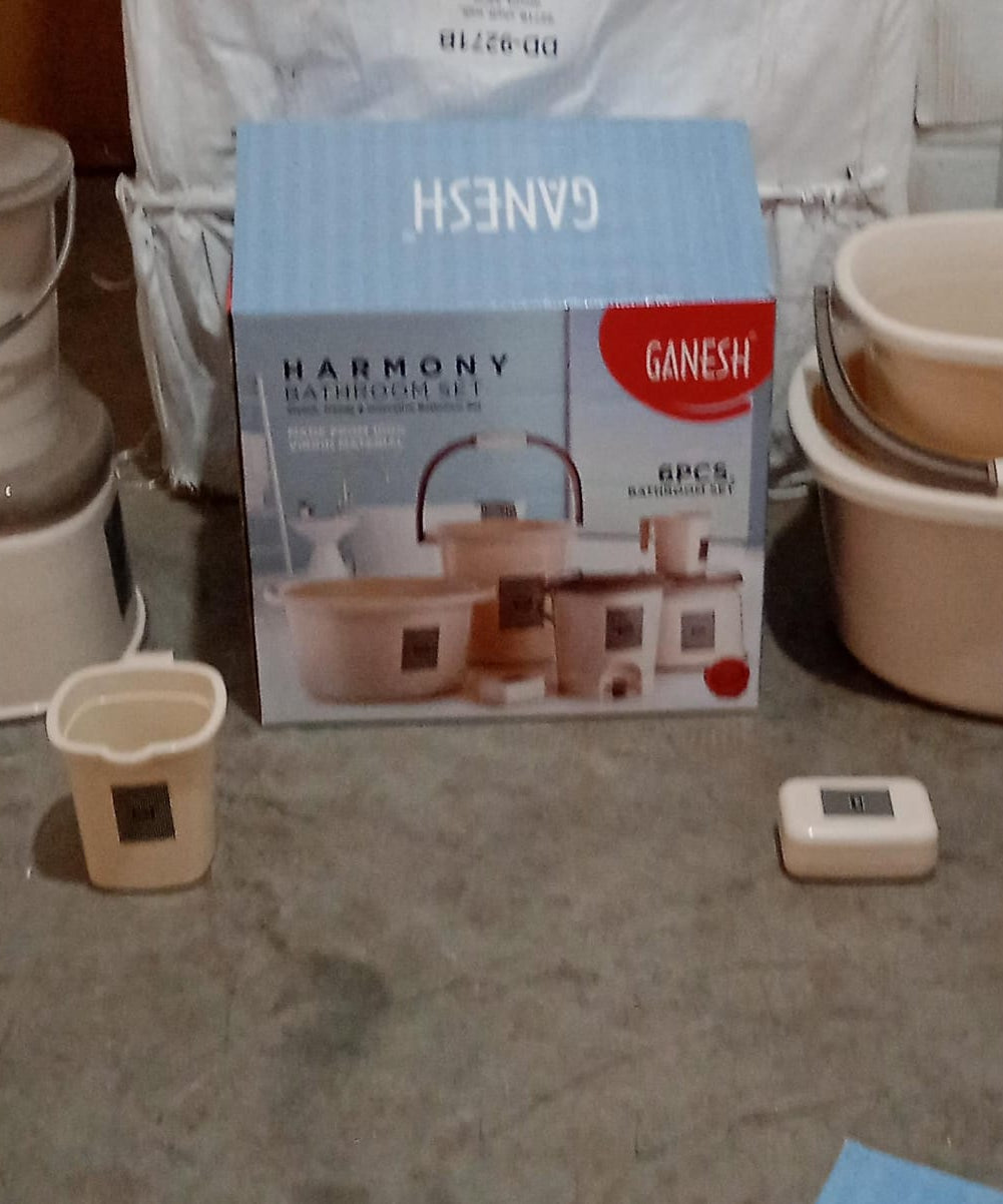 Plastic Bathroom Accessories Set (Mix Color / 6 Pc)