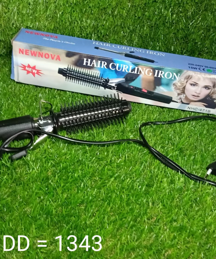 Black curling iron with a heat-resistant tip.