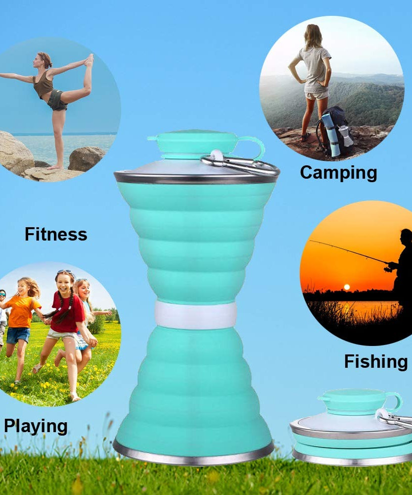 Folding refillable water bottle