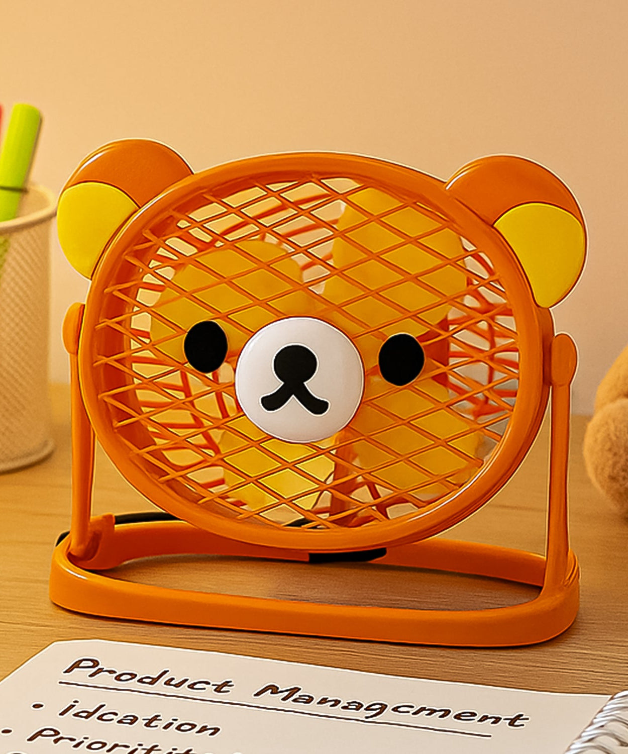 Stylish & Silent: Teddy Bear USB Fan for Any Space – Adjustable Cooling!