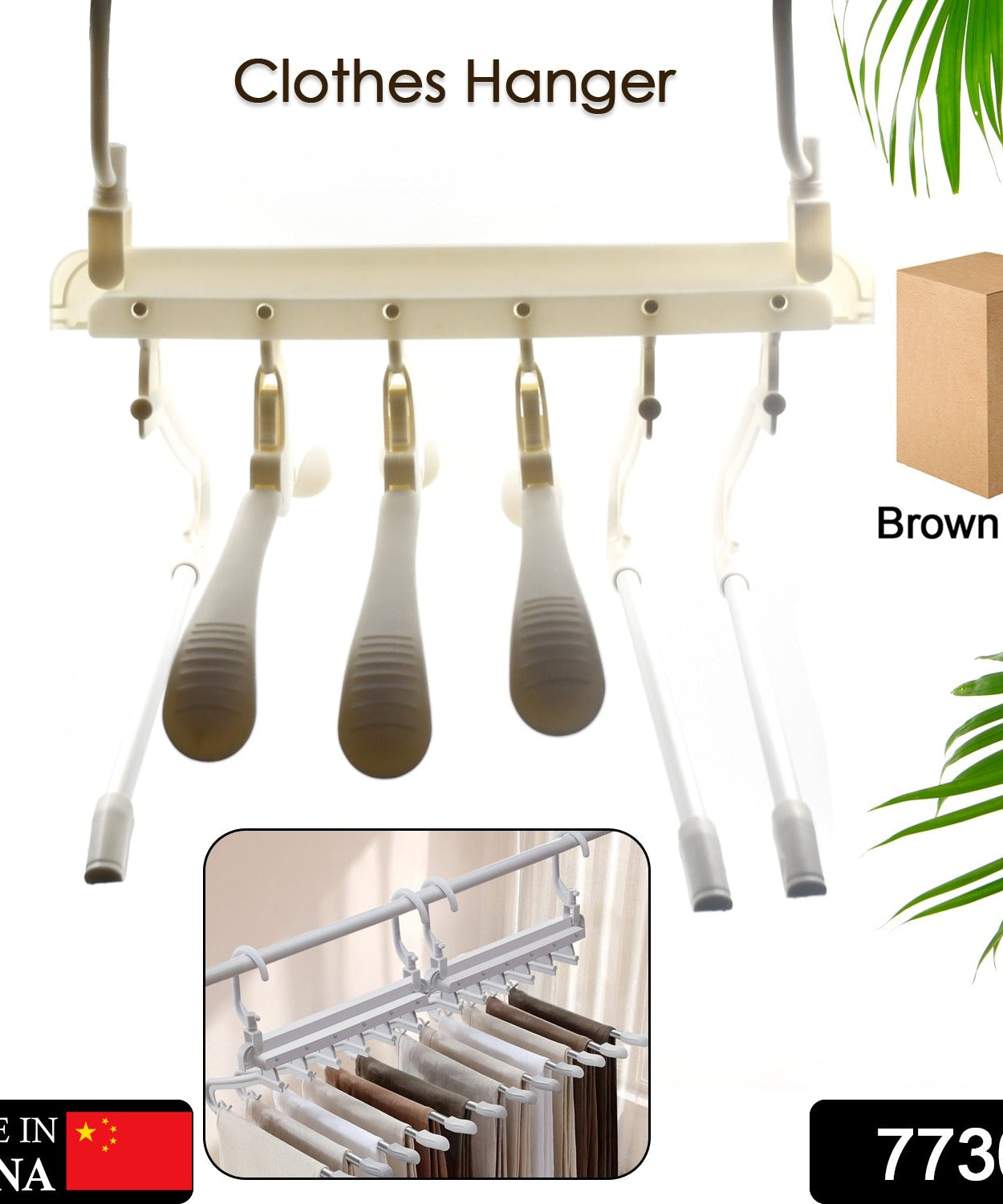 6-in-1 stainless steel clothes hanger, multi-layer, space-saving rack for trousers and scarves.
