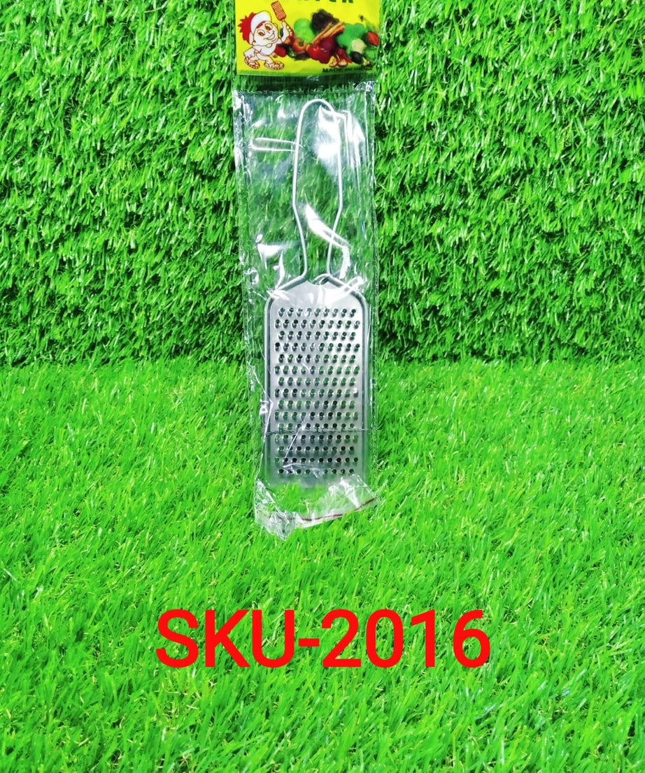 Convenient stainless steel grater for efficient zesting and grating of citrus, cheese, and nutmeg.