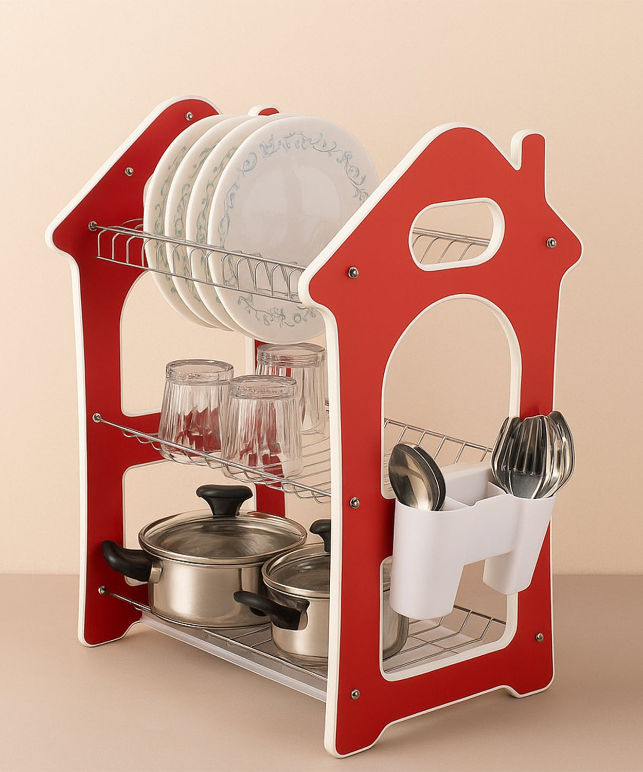 Dish Rack for Kitchen 3 Layer Dish Drainer Rack Stainless Steel Crockery Holder Cutlery Plate Holder Glass Utensils Storage Organize