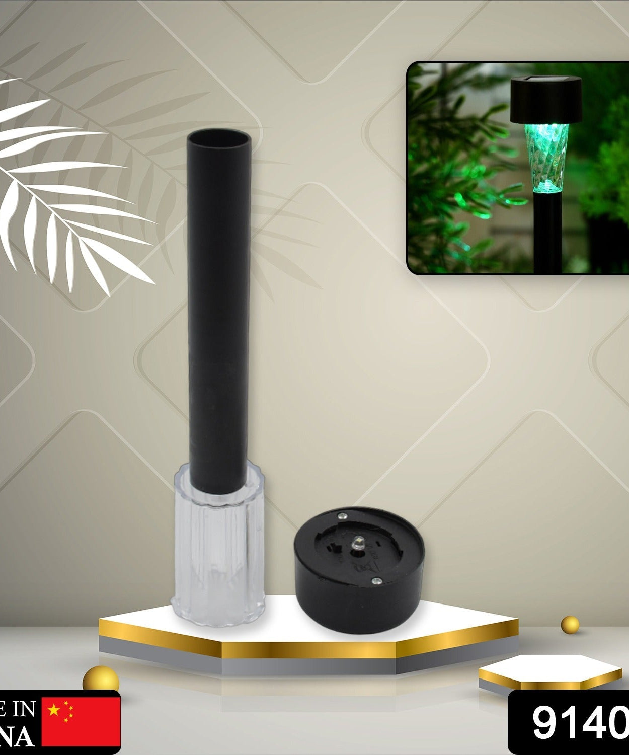 LED solar light spike for outdoor use, perfect for garden or walkway illumination.