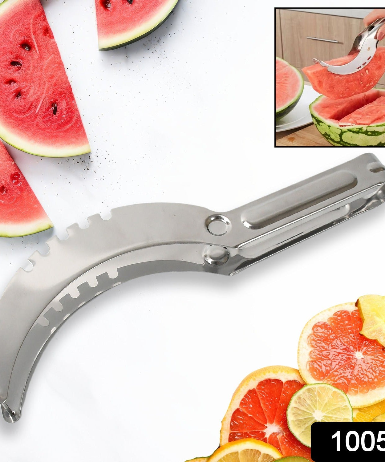3in1 Stainless Steel Watermelon Cantaloupe Slicer Knife, Corer Fruit, Vegetable Tools Kitchen (1 Pc)