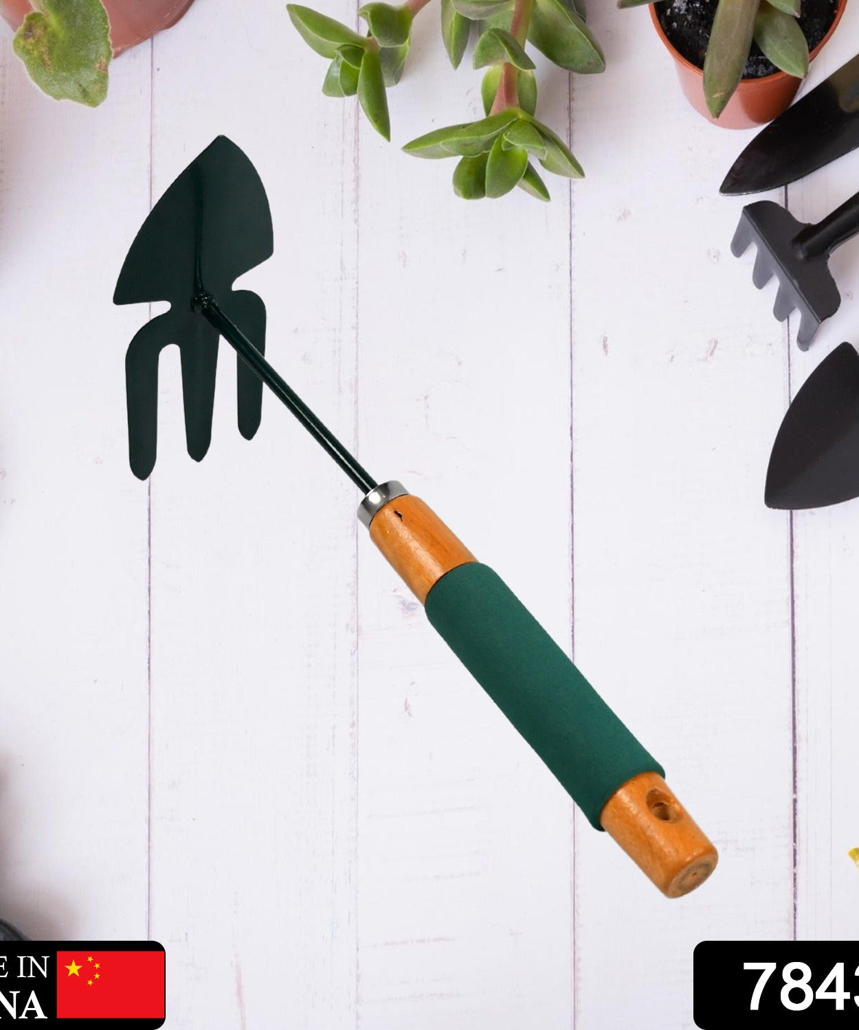 Wooden handle gardening hoe