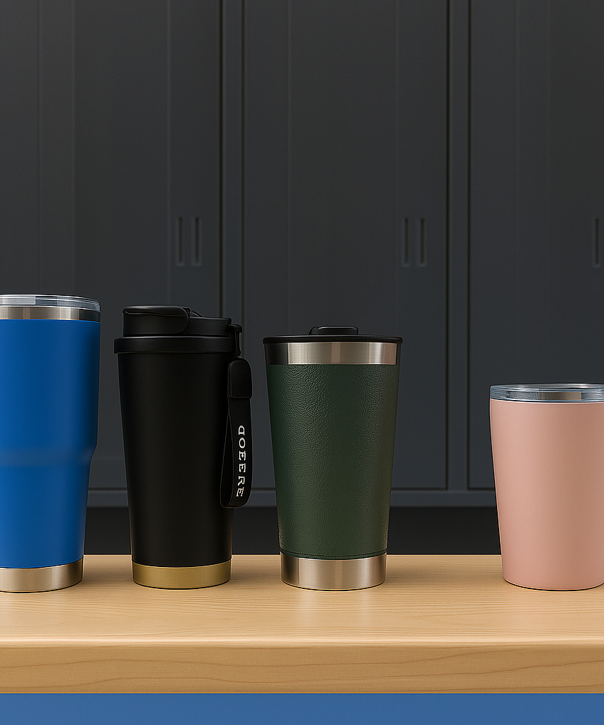 Premium Assorted Metal and Plastic Travel Mug Tumbler Cup (1 Pc / Mixed Design)