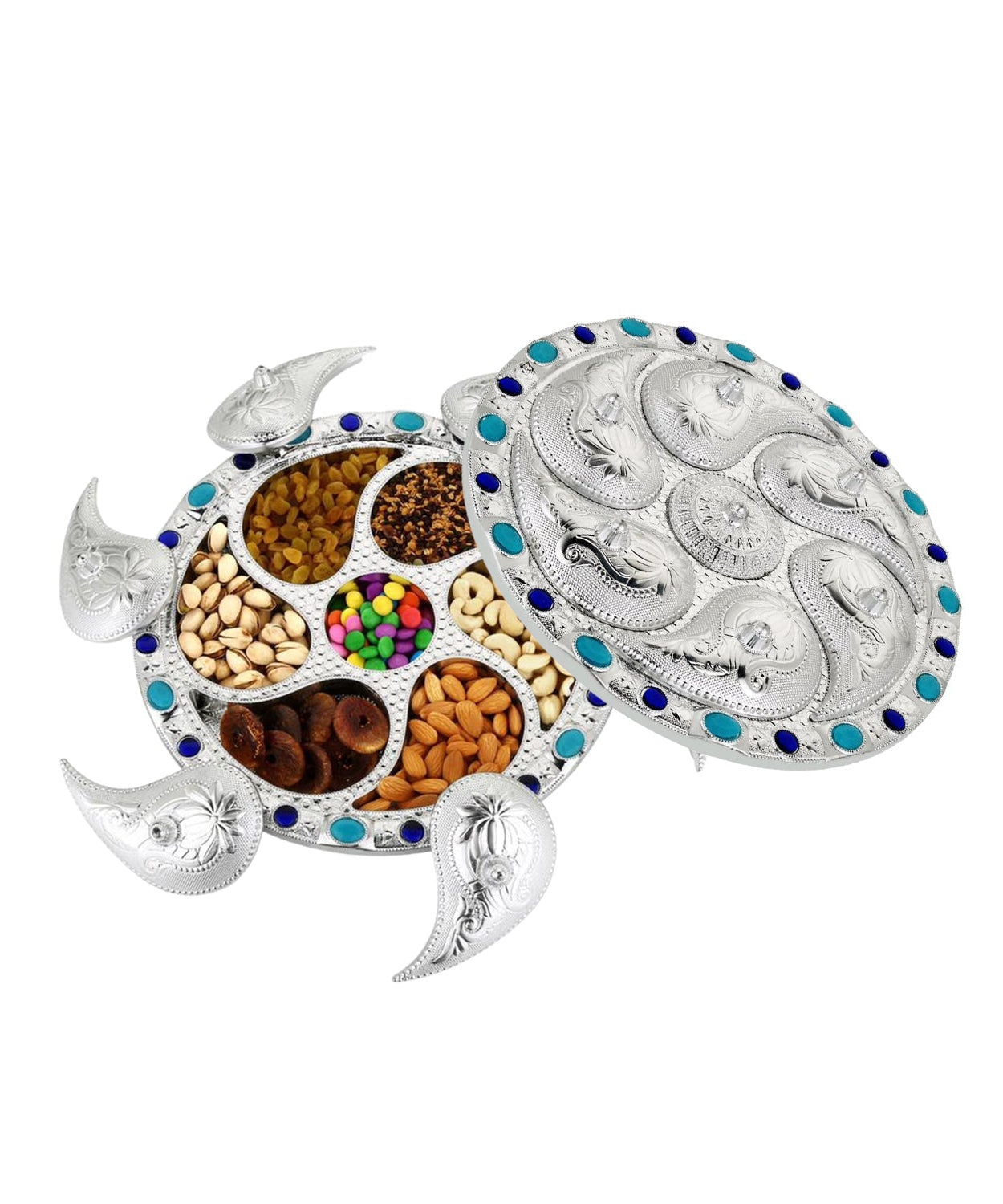 Rotating snack and spice organizer with seven compartments