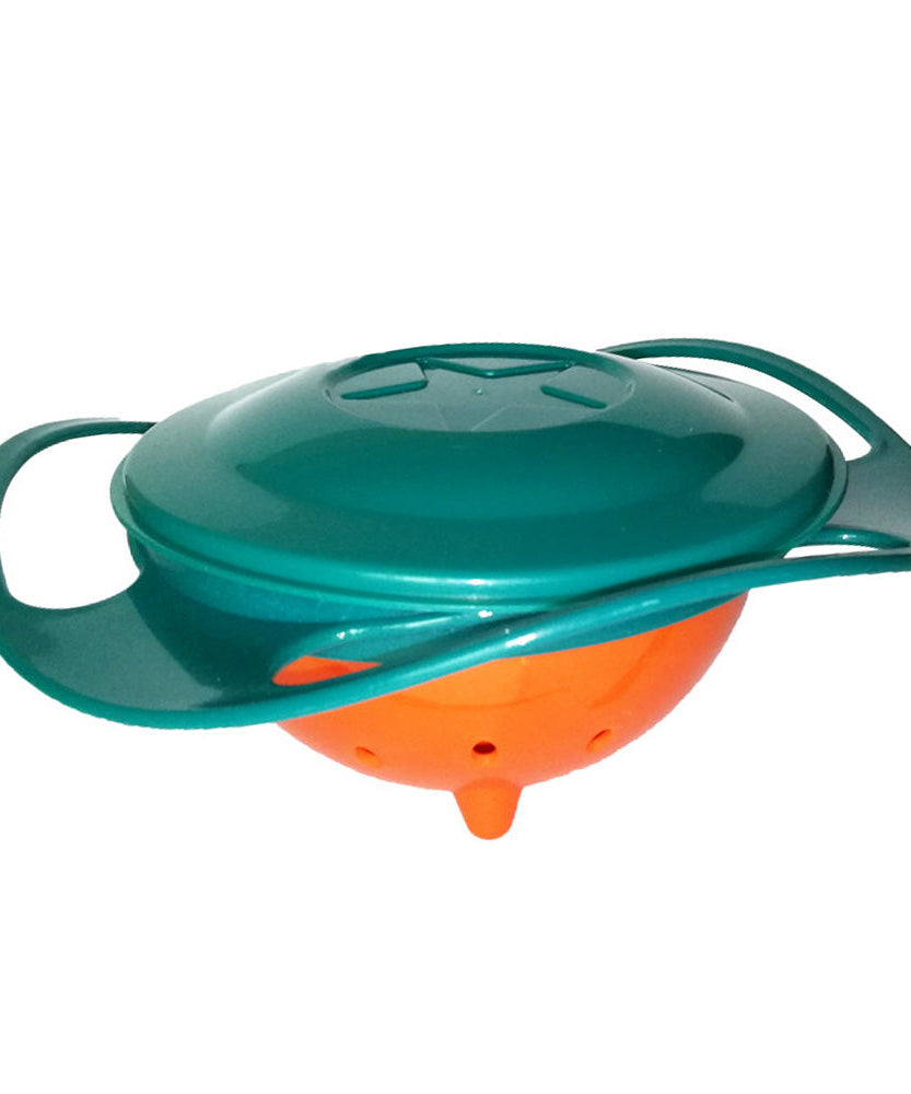 Toddler gyro bowl with spill-proof design, rotating 360 degrees for easy feeding anywhere.