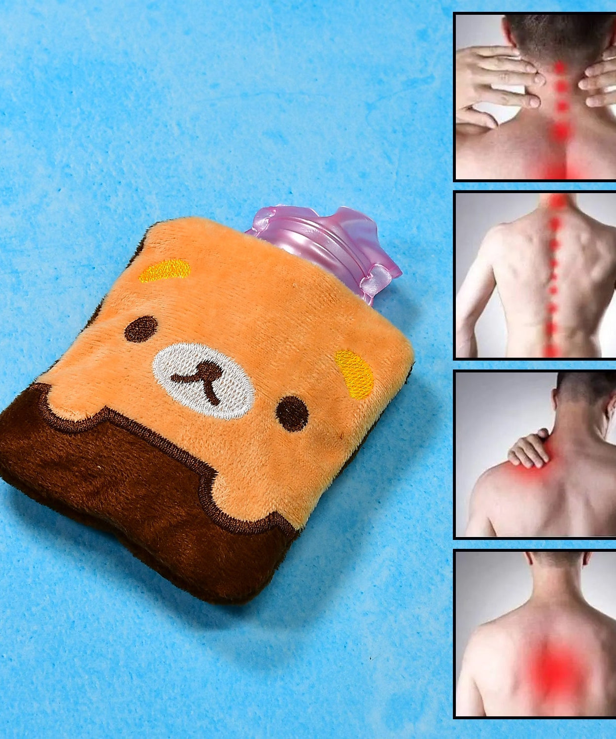 Small brown hot water bag with panda print cover