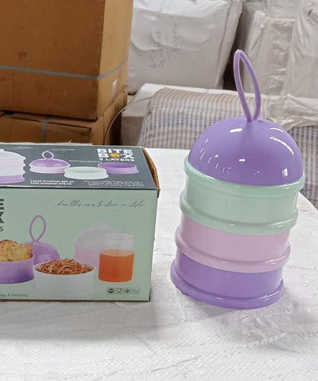 Customized 3 Layer Cute Portable Baby Food Milk Powder Storage Box Bottle Container Milk Powder Baby Food Container Bowl (Mix Color)
