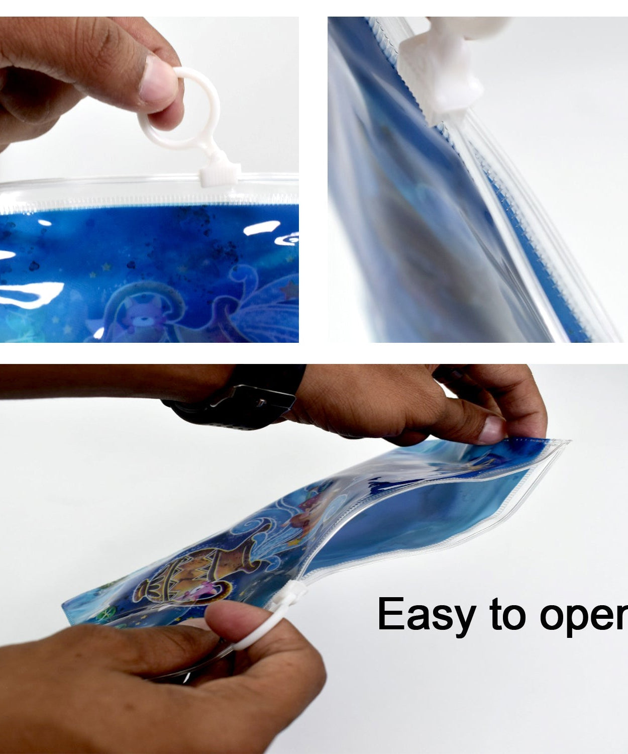 Printed zip pouch with various mobile accessories