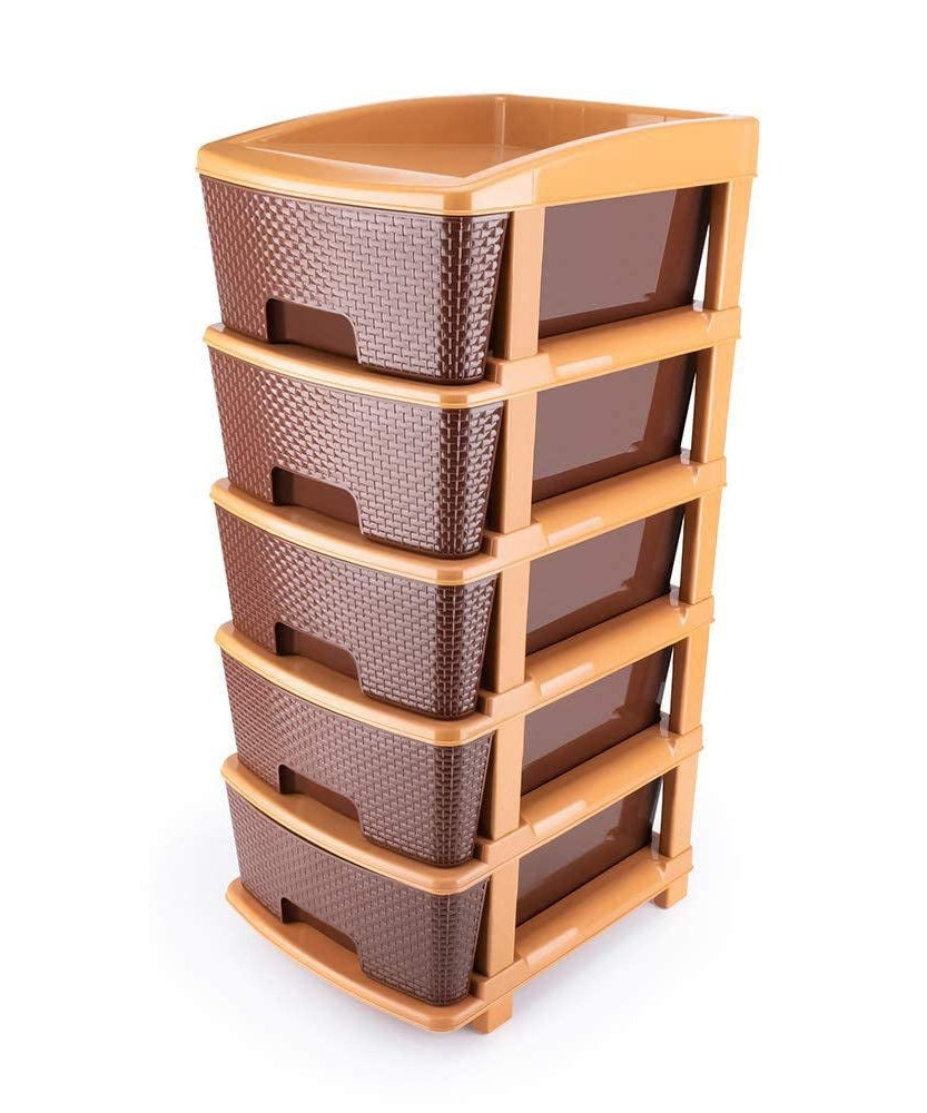 5-tier plastic organizer brown