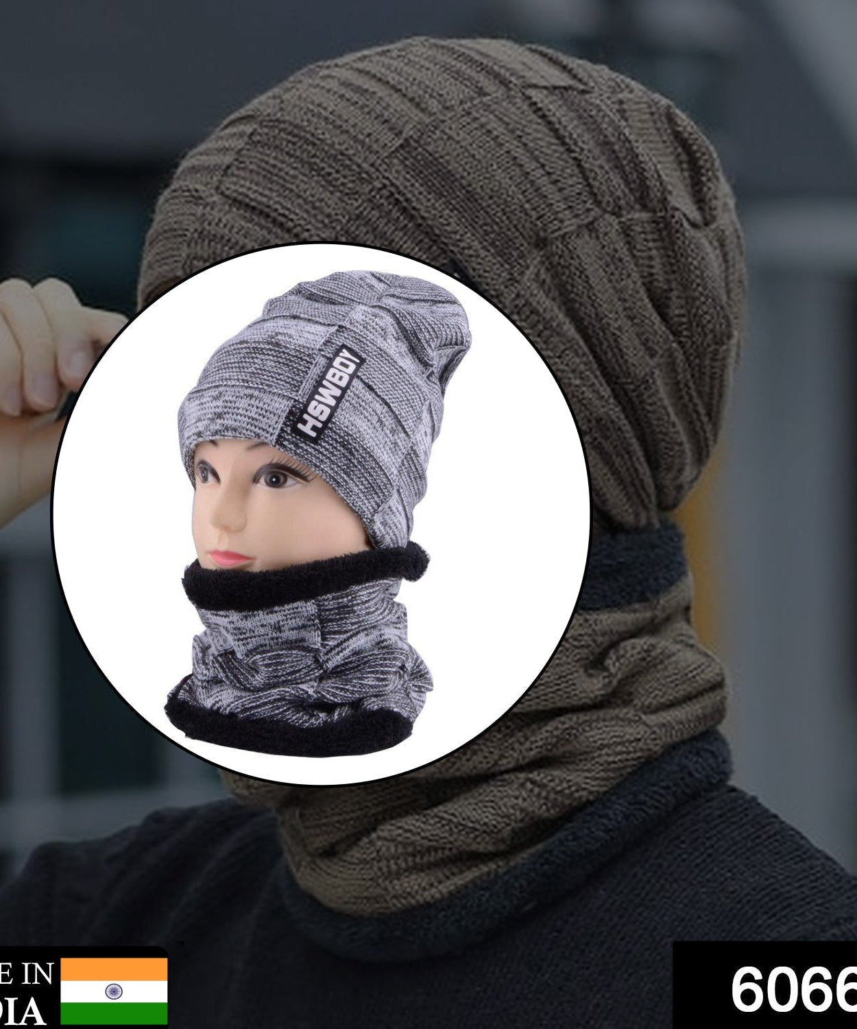 Ultra Soft Unisex Woolen Beanie Cap Plus Muffler Scarf