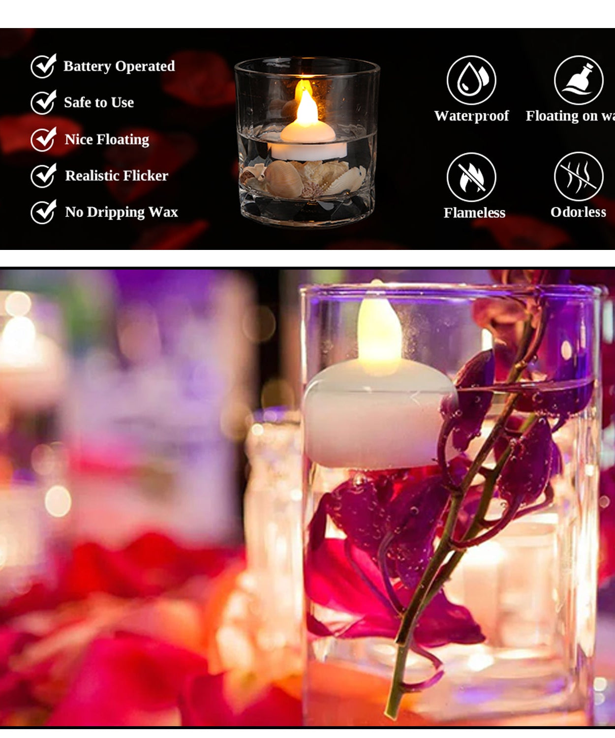 Set of 12 LED floating candles