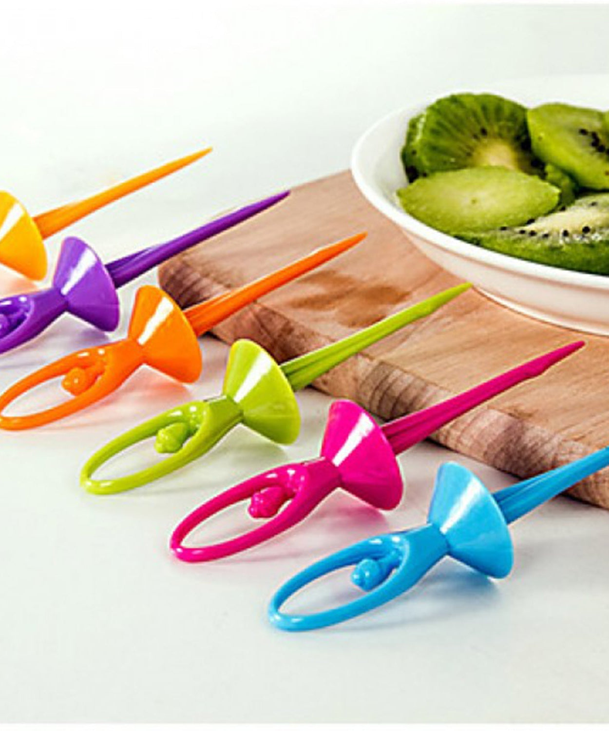 Dancing doll fruit fork cutlery set with stand, 6 pieces