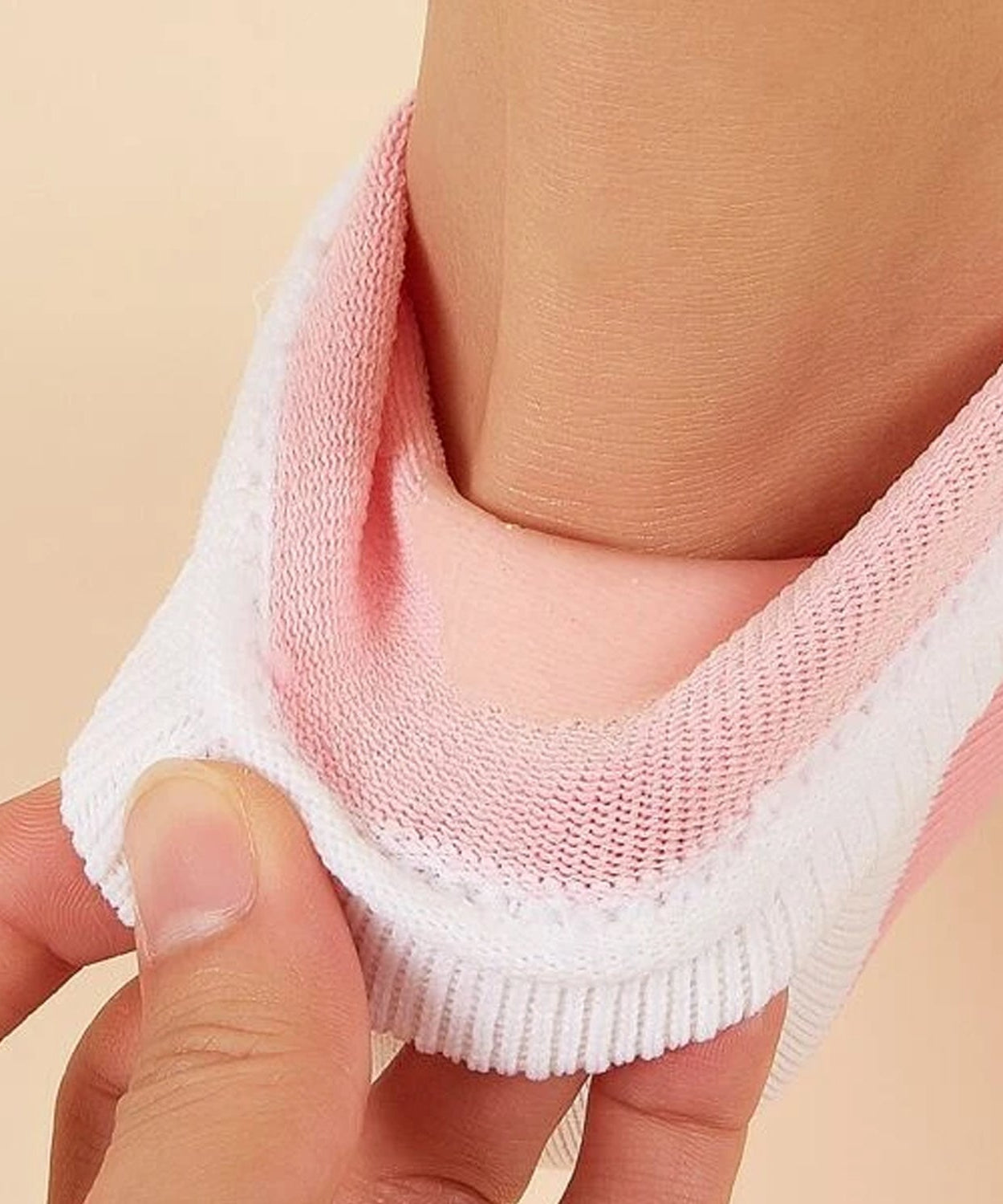 Open toe socks for heel and foot moisture, white color