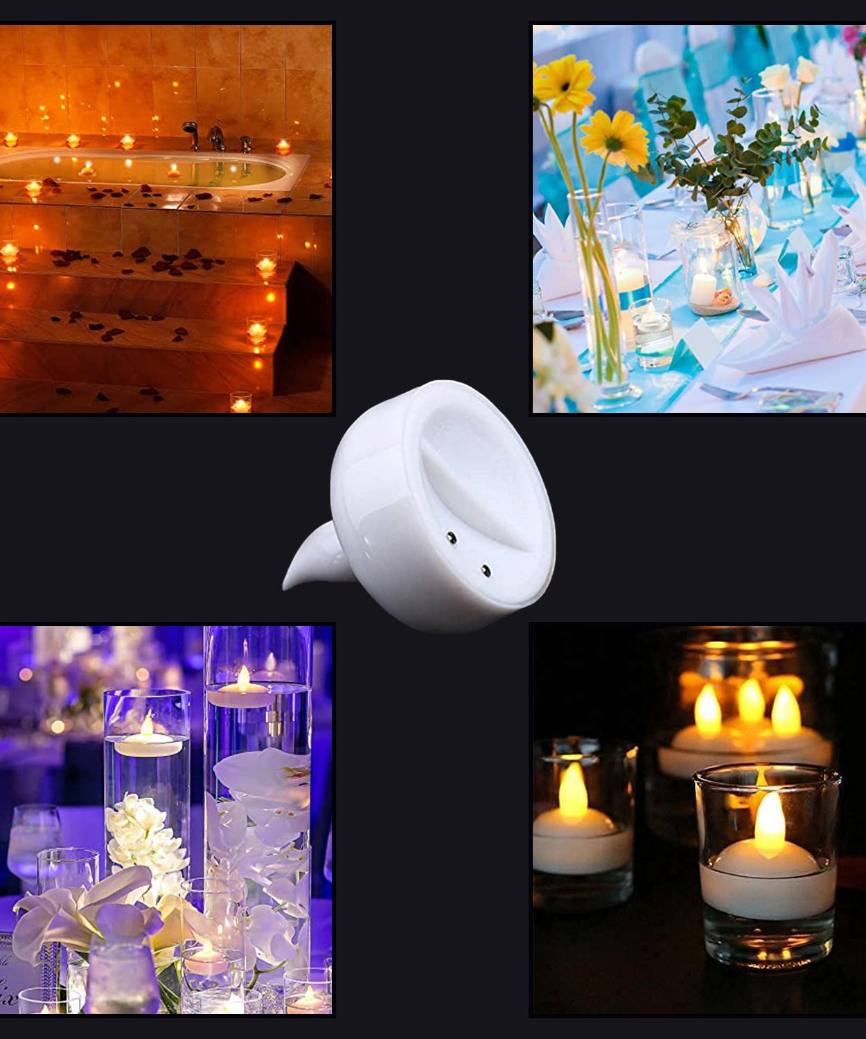 Set of 12 flameless floating candles for decoration