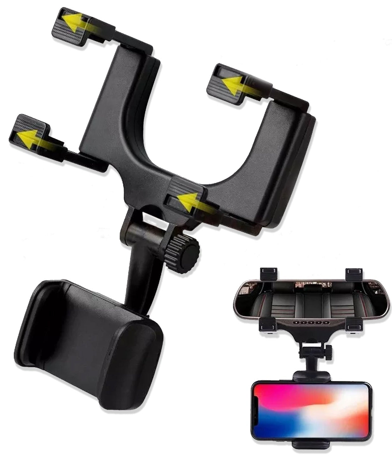 Universal rear view mirror mobile phone mount stand for vehicles