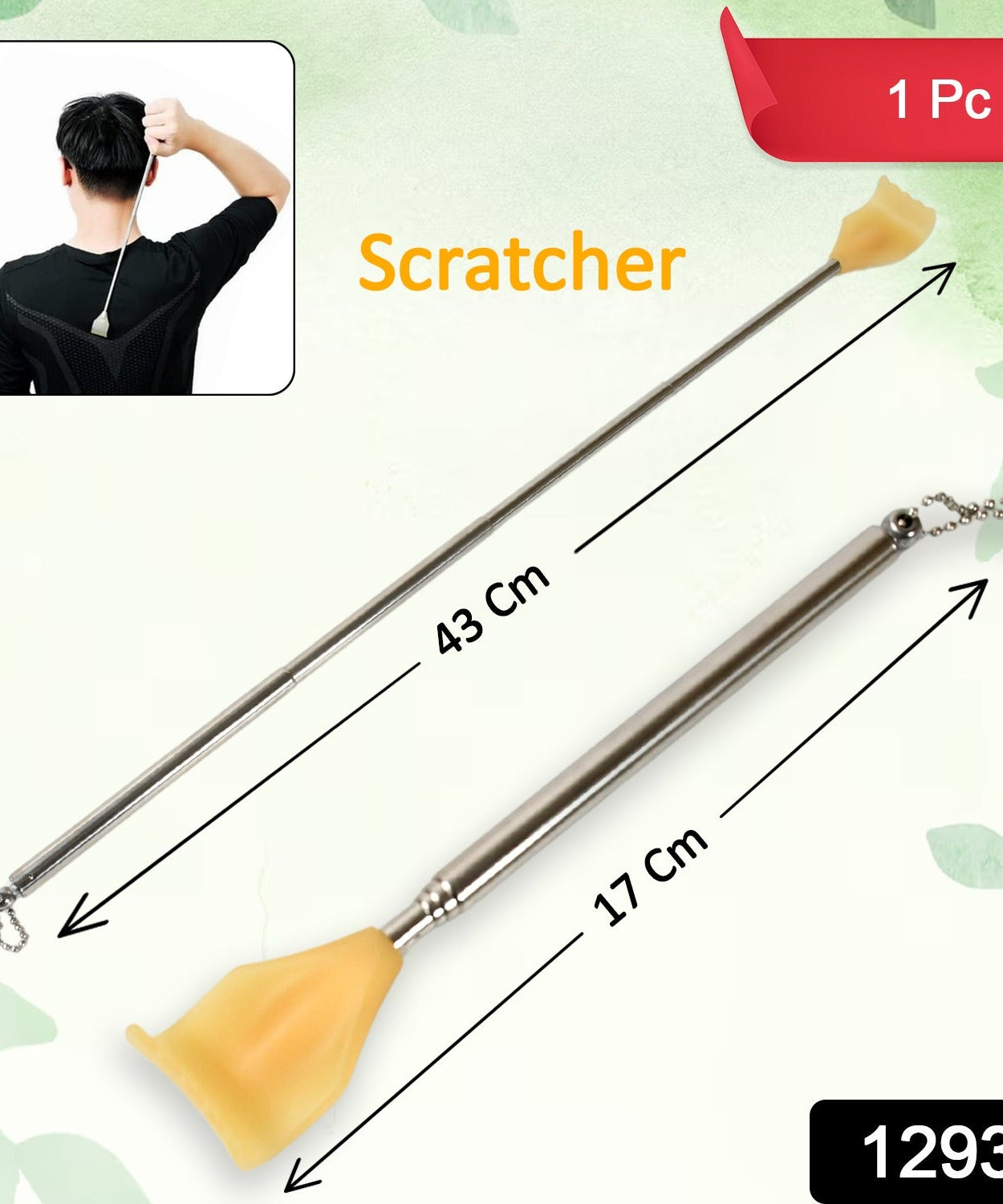 Back Scratcher Retractable Metal Tube Telescoping Massage Tool Portable Telescopic Back Scratchers for Women Men Adjustable 43cm, khujli (1pc)