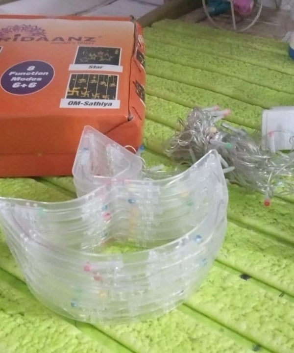 Multicolor 12 Diya Curtain String Lights, Window Curtain Lights with 8 Flashing Modes Decoration Light (Multi Color)