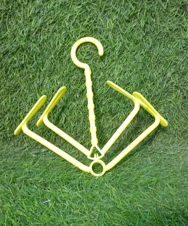 Hanging shoe rack with four rotating hooks, dual-use for drying shoes, windproof.