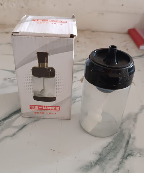 Clear Glass Oil Dispenser Bottle with Integrated Silicone Basting Brush (250ml Approx)