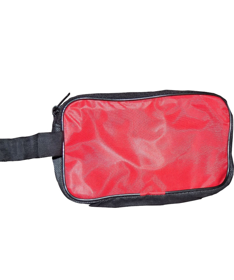 Red pouch for travel or shaving
