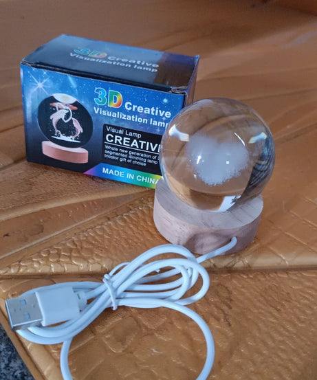 Heart 3D Crystal Ball lamps With Base (1 Pc)