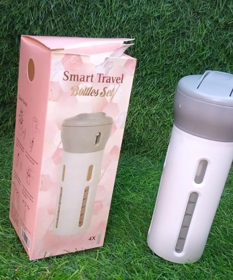 4-bottle set for travel and cosmetics