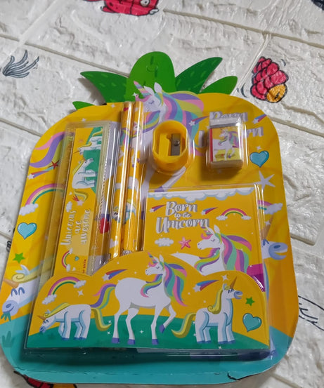 Stationary set with pencils, sharpener, and ruler