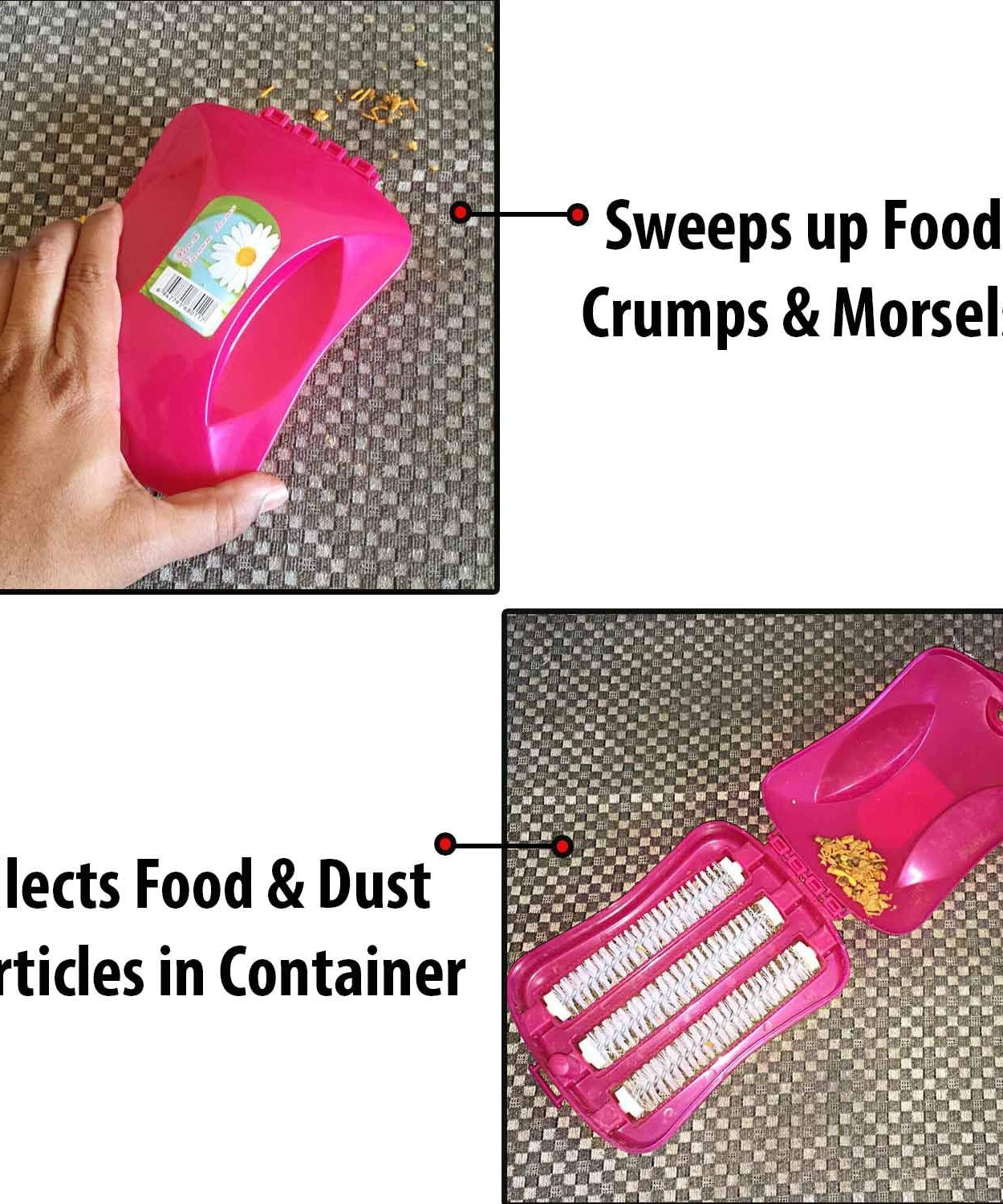 Plastic Handheld Carpet Roller Brush Cleaning with Dust Crumb Collector, Wet, and Dry Brush