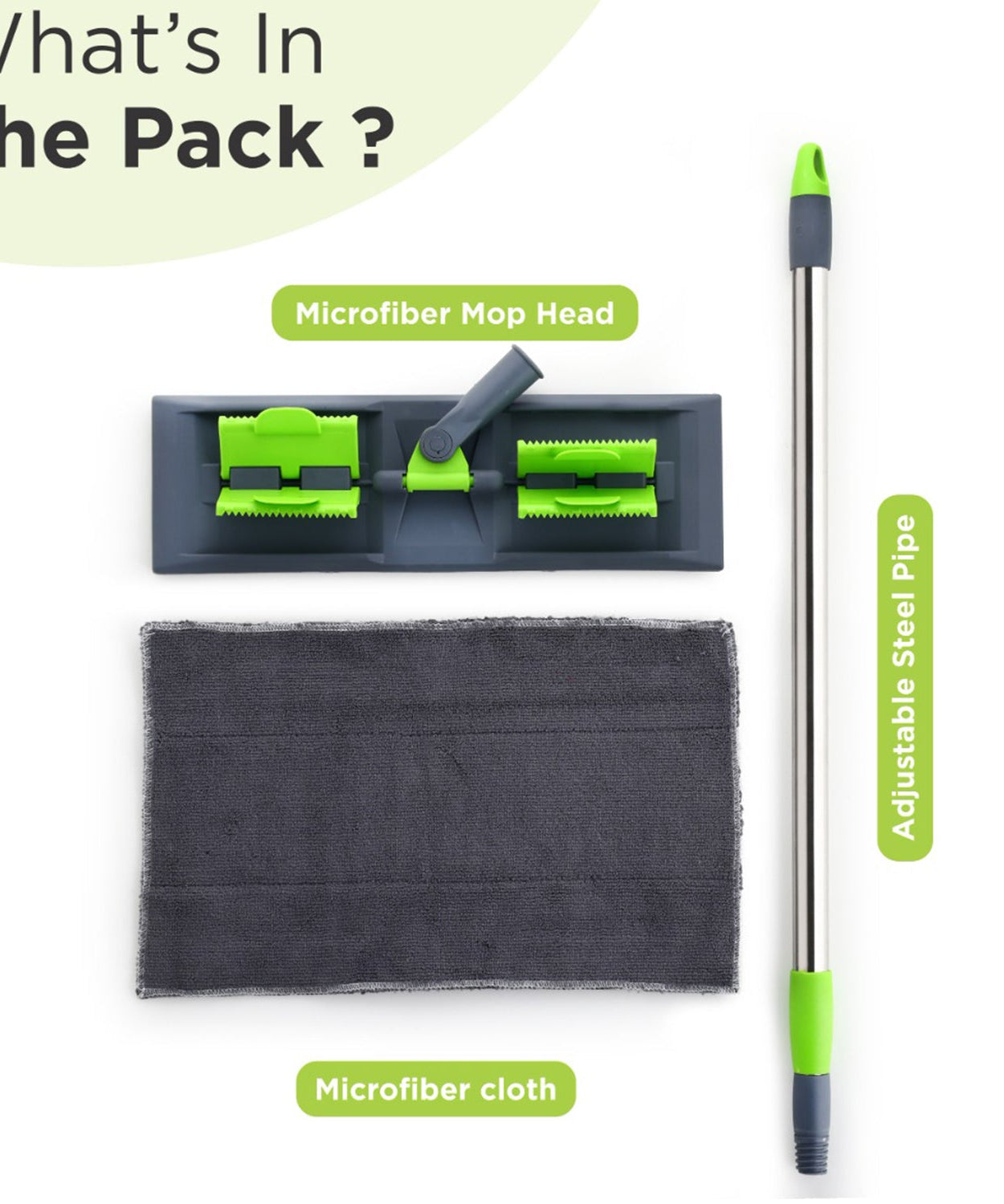 Flat mop with 360-degree rotation, microfiber, telescopic handle, suitable for wet and dry use.