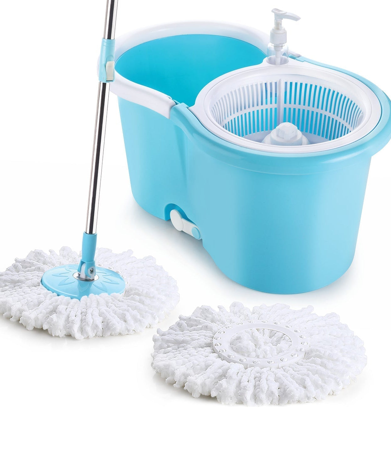 8702 Plastic Spinner Bucket Mop 360 Degree Self Spin Wringing with 2 Absorbers for Home and Office Floor Cleaning Mops Set 