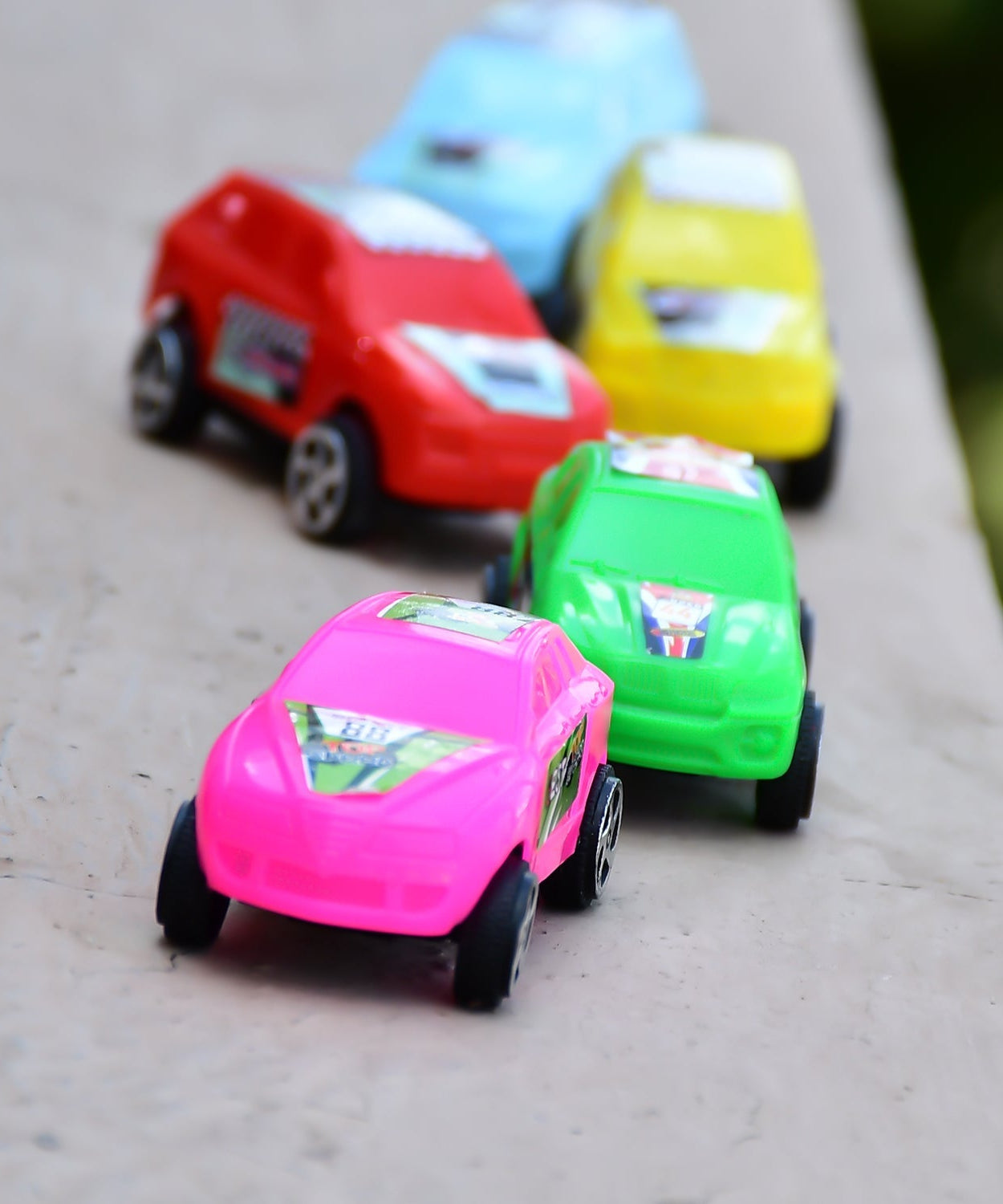 Toy car set with various colors