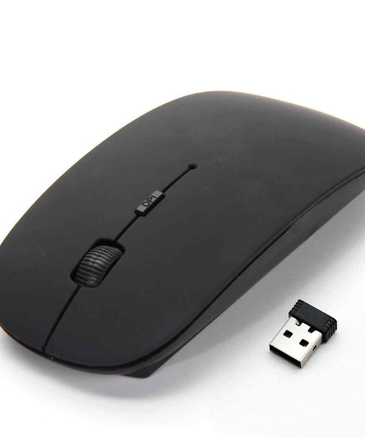 Stylish wireless mouse for PC, Mac, and iPad, easy to use.