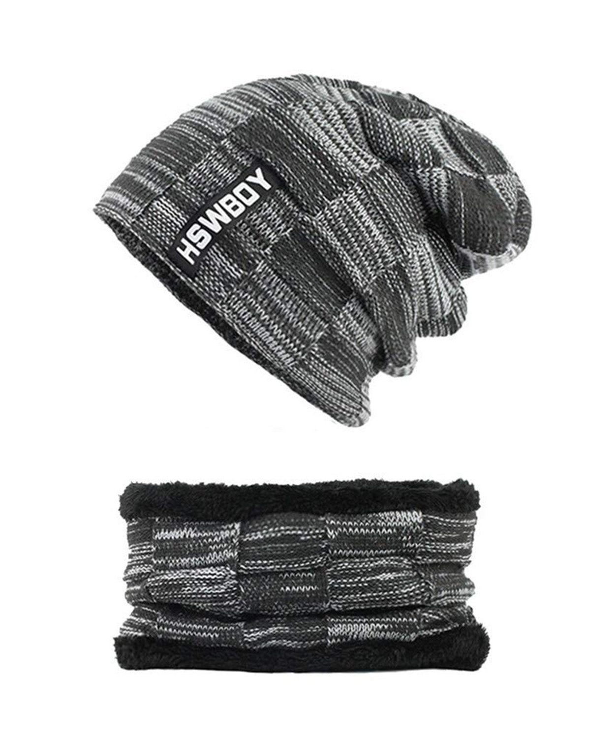 Ultra Soft Unisex Woolen Beanie Cap Plus Muffler Scarf